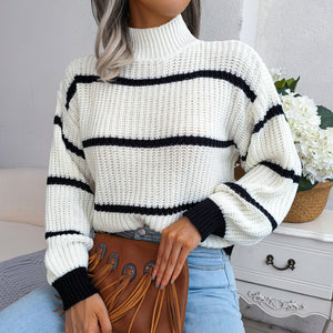 Maglione Donna Dolcevita a Righe – Stile Invernale Caldo ed Elegante