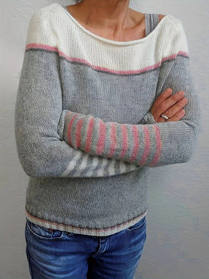 Maglione Donna Elegante a Righe Maniche Lunghe – Beatrice
