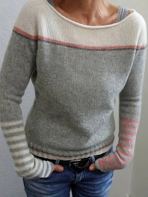 Maglione Donna Elegante a Righe Maniche Lunghe – Beatrice