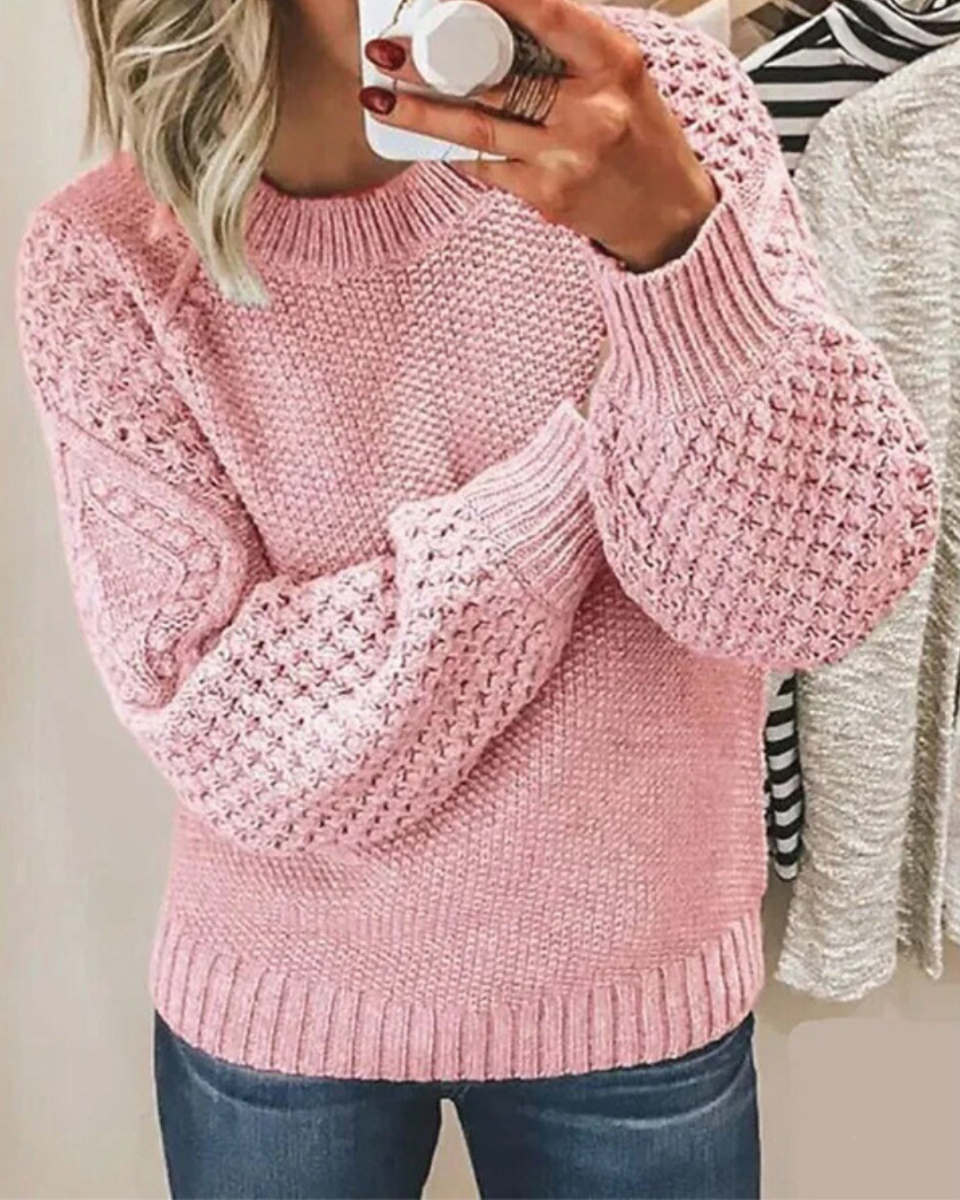 Maglione Donna Elegante con Maniche a Palloncino e Lavorazione a Maglia – Alessia