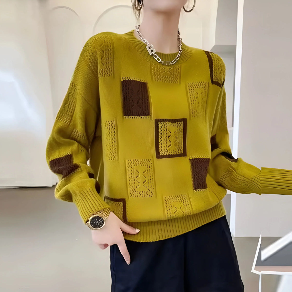 Maglione Donna Elegante con Motivo Geometrico – Eleganze e Calore Morbido – Beatrice