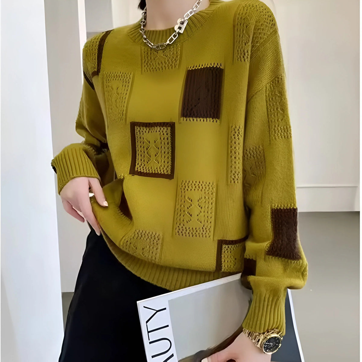Maglione Donna Elegante con Motivo Geometrico – Eleganze e Calore Morbido – Beatrice