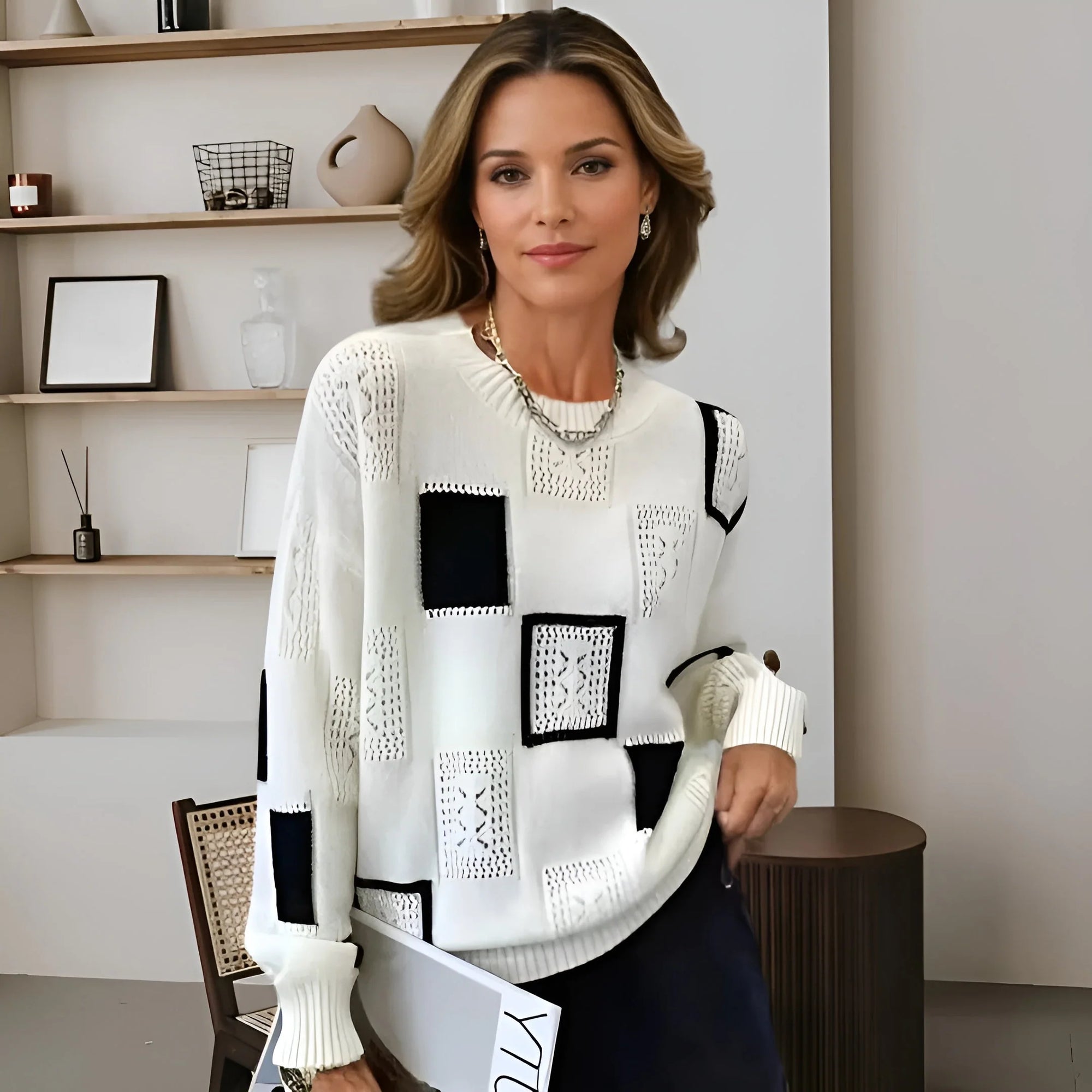 Maglione Donna Elegante con Motivo Geometrico – Eleganze e Calore Morbido – Beatrice
