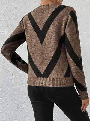 Maglione Donna Elegante con Motivo Geometrico a V – Martina