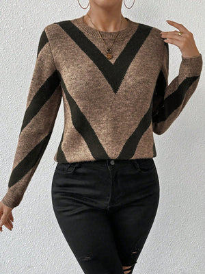 Maglione Donna Elegante con Motivo Geometrico a V – Martina