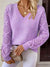 Maglione Donna Elegante con Scollo a V e Maniche in Pizzo Lavorato – Bianca