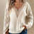 Maglione Donna Elegante con Scollo a V in Pizzo e Maniche Traforate – Elena