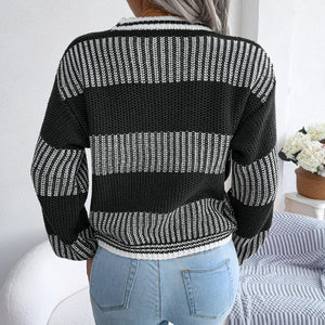 Maglione Donna Invernale Elegante – A Righe Largho e Caldo