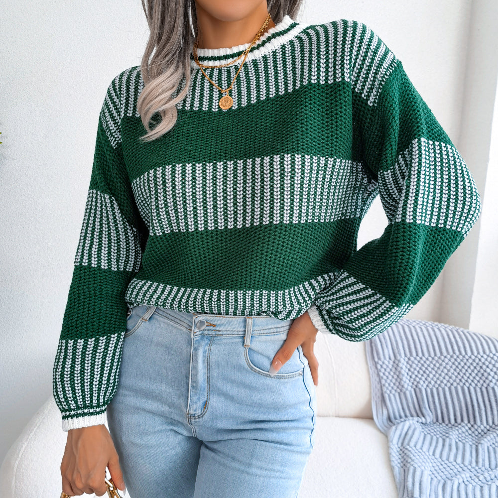 Maglione Donna Invernale Elegante – A Righe Largho e Caldo