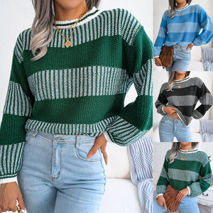 Maglione Donna Invernale Elegante – A Righe Largho e Caldo