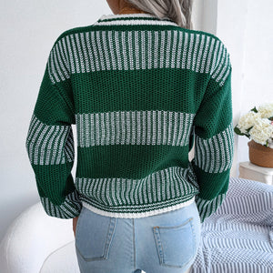 Maglione Donna Invernale Elegante – A Righe Largho e Caldo