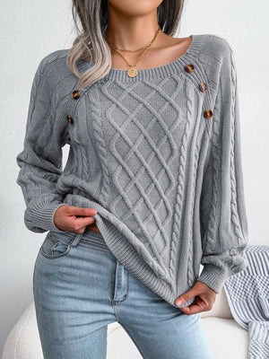 Maglione Donna Invernale Marta – Treccia Irlandese con Bottoni Decorativi