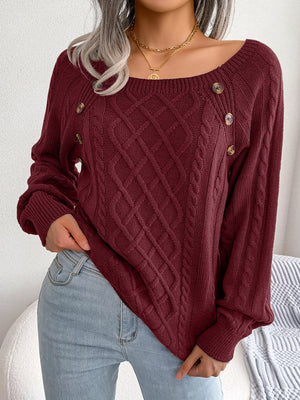 Maglione Donna Invernale Marta – Treccia Irlandese con Bottoni Decorativi