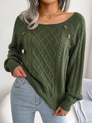 Maglione Donna Invernale Marta – Treccia Irlandese con Bottoni Decorativi