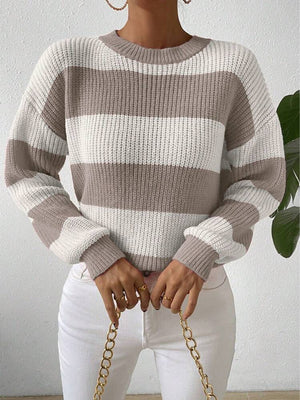 Maglione Donna Invernale – Elegante a Collo Rotondo con Lavorazione a Maglia Spessa