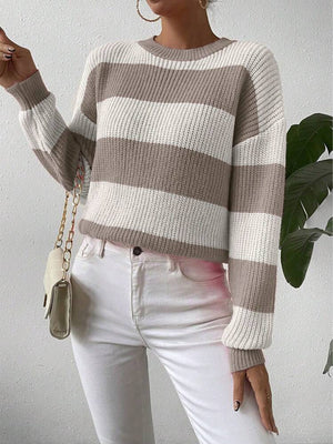 Maglione Donna Invernale – Elegante a Collo Rotondo con Lavorazione a Maglia Spessa