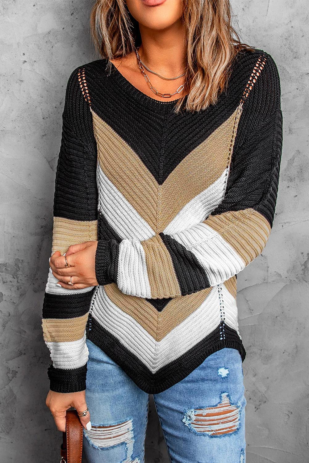 Maglione Donna Invernale a Chevron – Morbido e Caldo a Maglia – Veronica