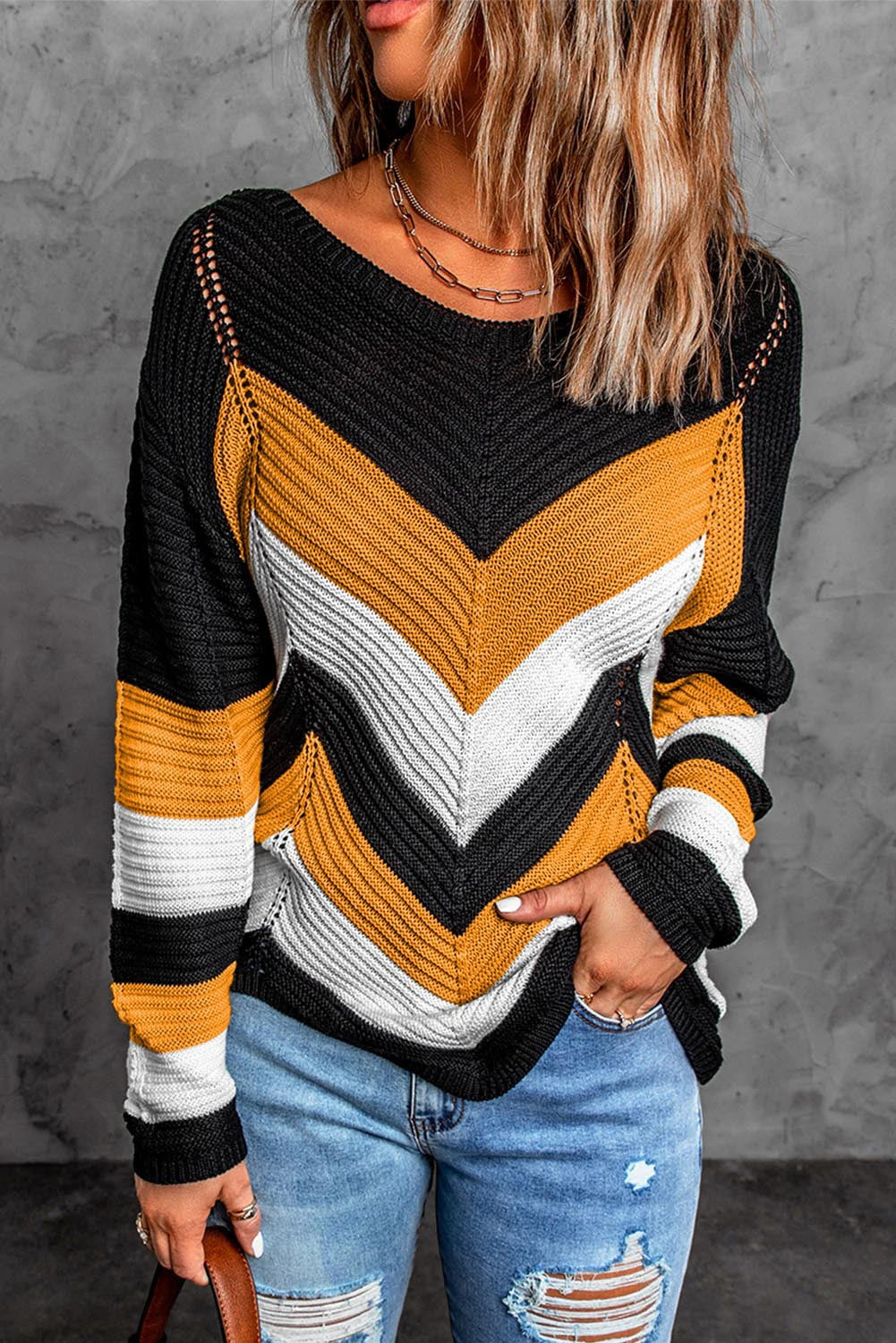 Maglione Donna Invernale a Chevron – Morbido e Caldo a Maglia – Veronica