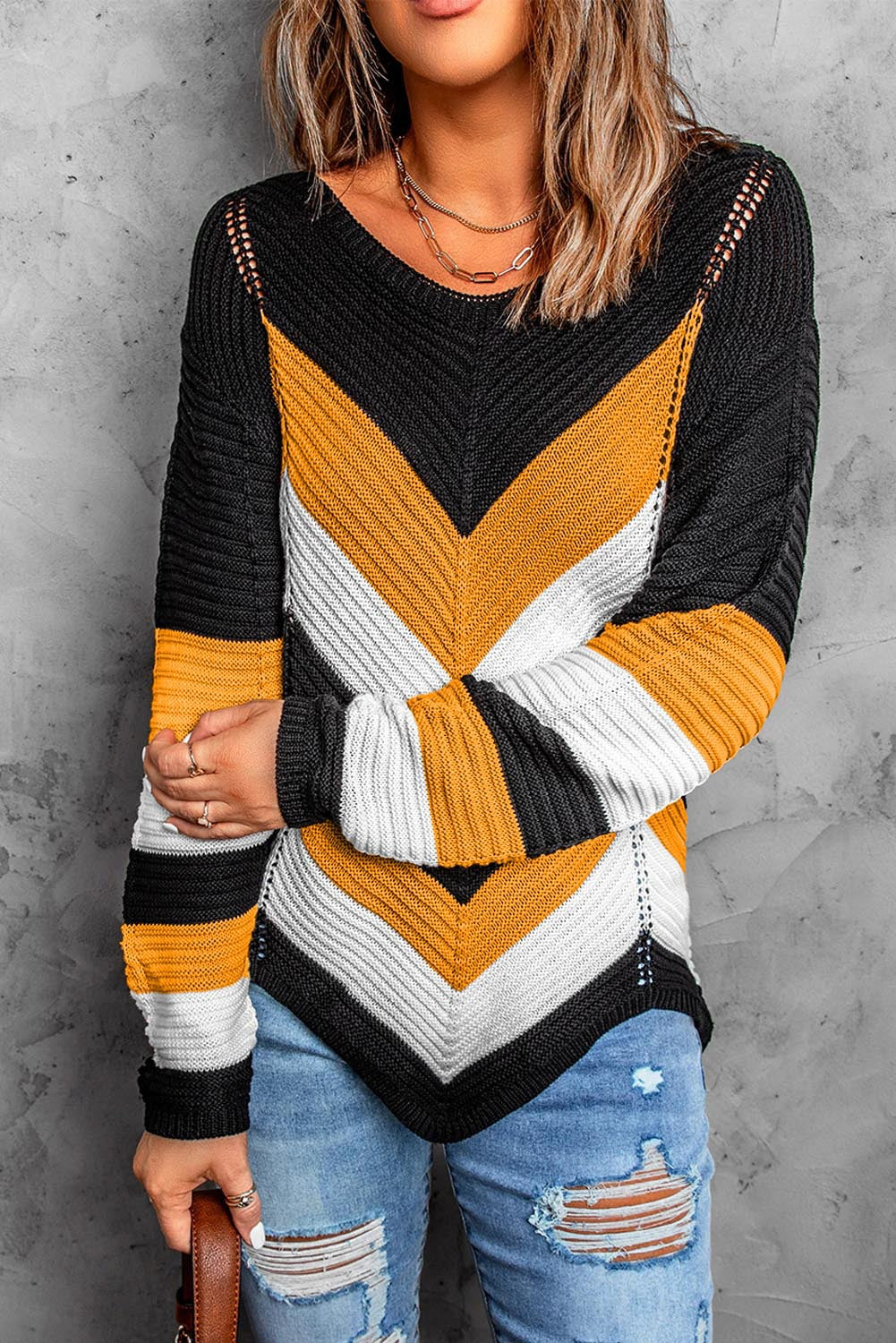 Maglione Donna Invernale a Chevron – Morbido e Caldo a Maglia – Veronica