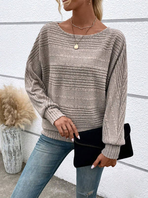 Maglione Donna Nora – Scollo Ampio e Maglia Morbida a Coste