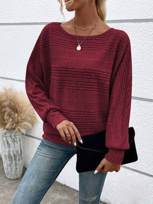 Maglione Donna Nora – Scollo Ampio e Maglia Morbida a Coste