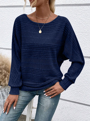 Maglione Donna Nora – Scollo Ampio e Maglia Morbida a Coste