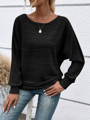 Maglione Donna Nora – Scollo Ampio e Maglia Morbida a Coste