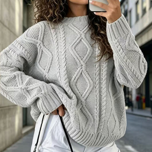 Maglione Donna Oversize a Trecce con Collo Alto – Comfort Invernale – Caterina
