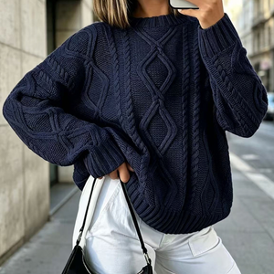 Maglione Donna Oversize a Trecce con Collo Alto – Comfort Invernale – Caterina