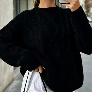 Maglione Donna Oversize a Trecce con Collo Alto – Comfort Invernale – Caterina