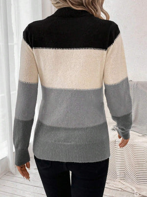 Maglione Donna a Blocchi di Colore – Caldo, Elegante e Morbido - Valentina