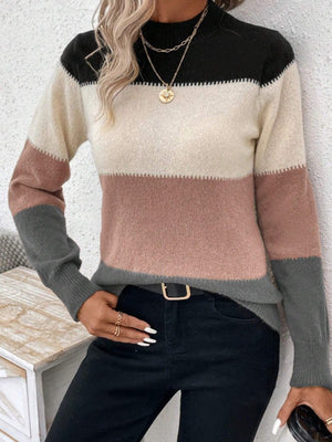Maglione Donna a Blocchi di Colore – Caldo, Elegante e Morbido - Valentina