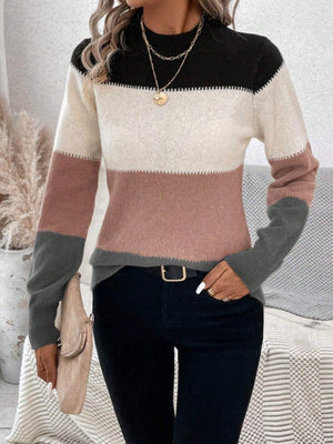Maglione Donna a Blocchi di Colore – Caldo, Elegante e Morbido - Valentina