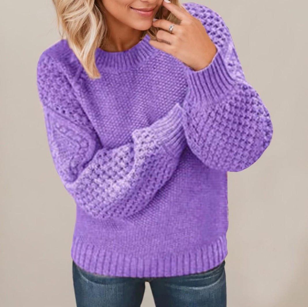 Maglione Donna a Maglia Grossa con Maniche a Palloncino – Texture e Comfort – Chiara