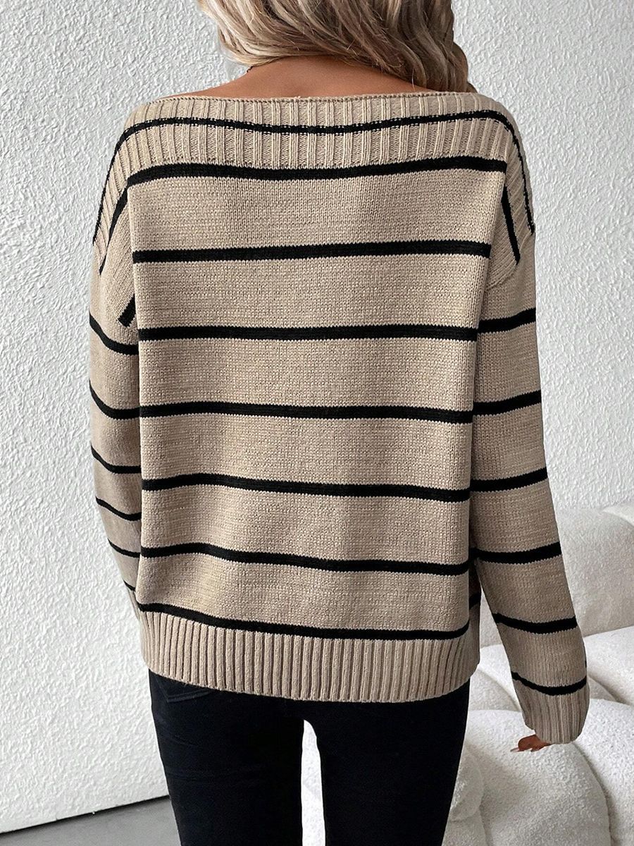 Maglione Donna a Righe – Eleganza Casual con Scollo a Barca Ludovica