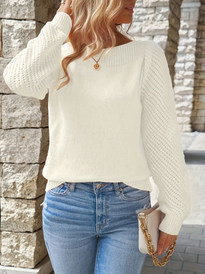 Maglione Donna con Scollo Quadrato e Maniche Traforate – Eleganza Femminile – Carlotta