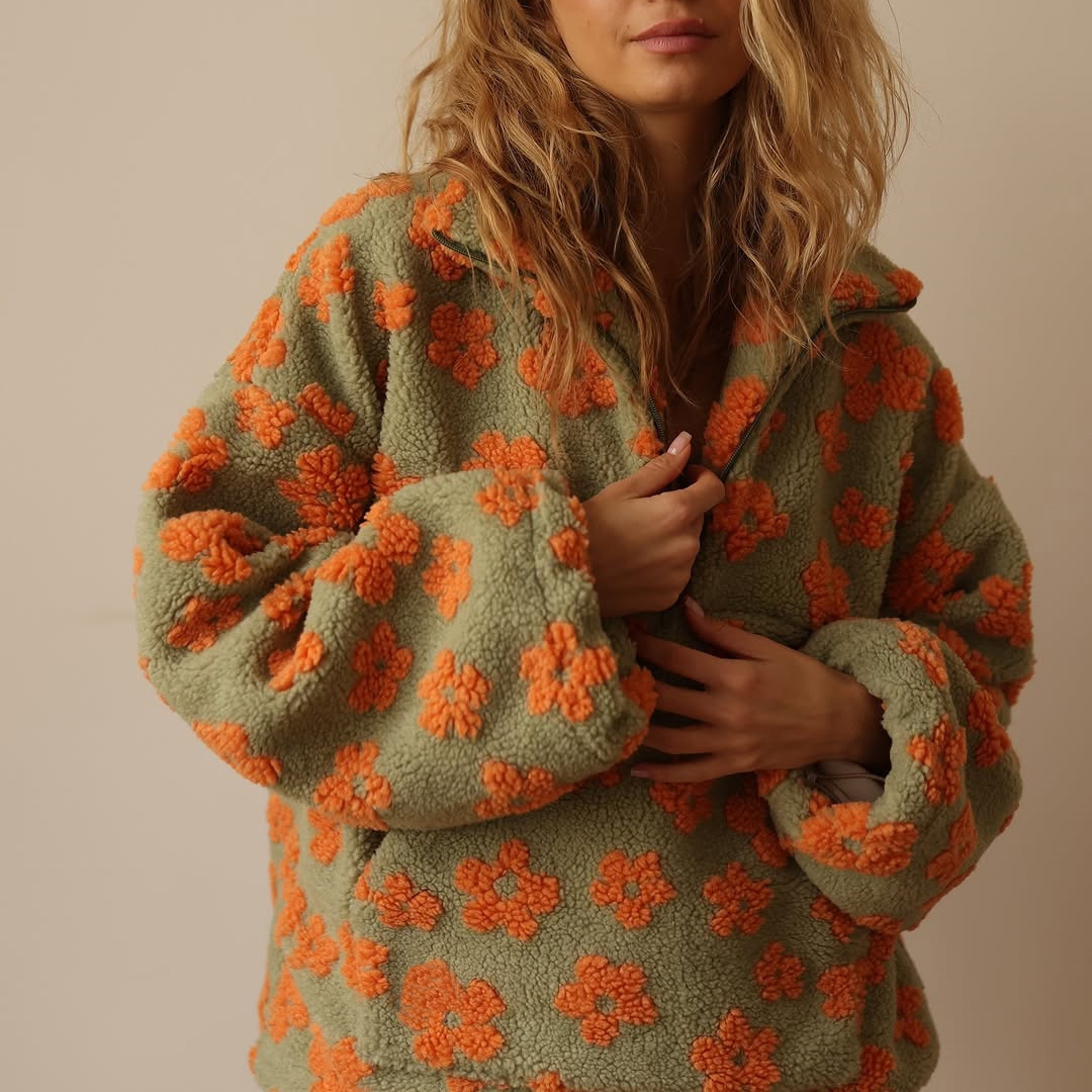 Maglione Floreale Donna in Pile – Calore, Morbidezza e Stile Casual – Giulia