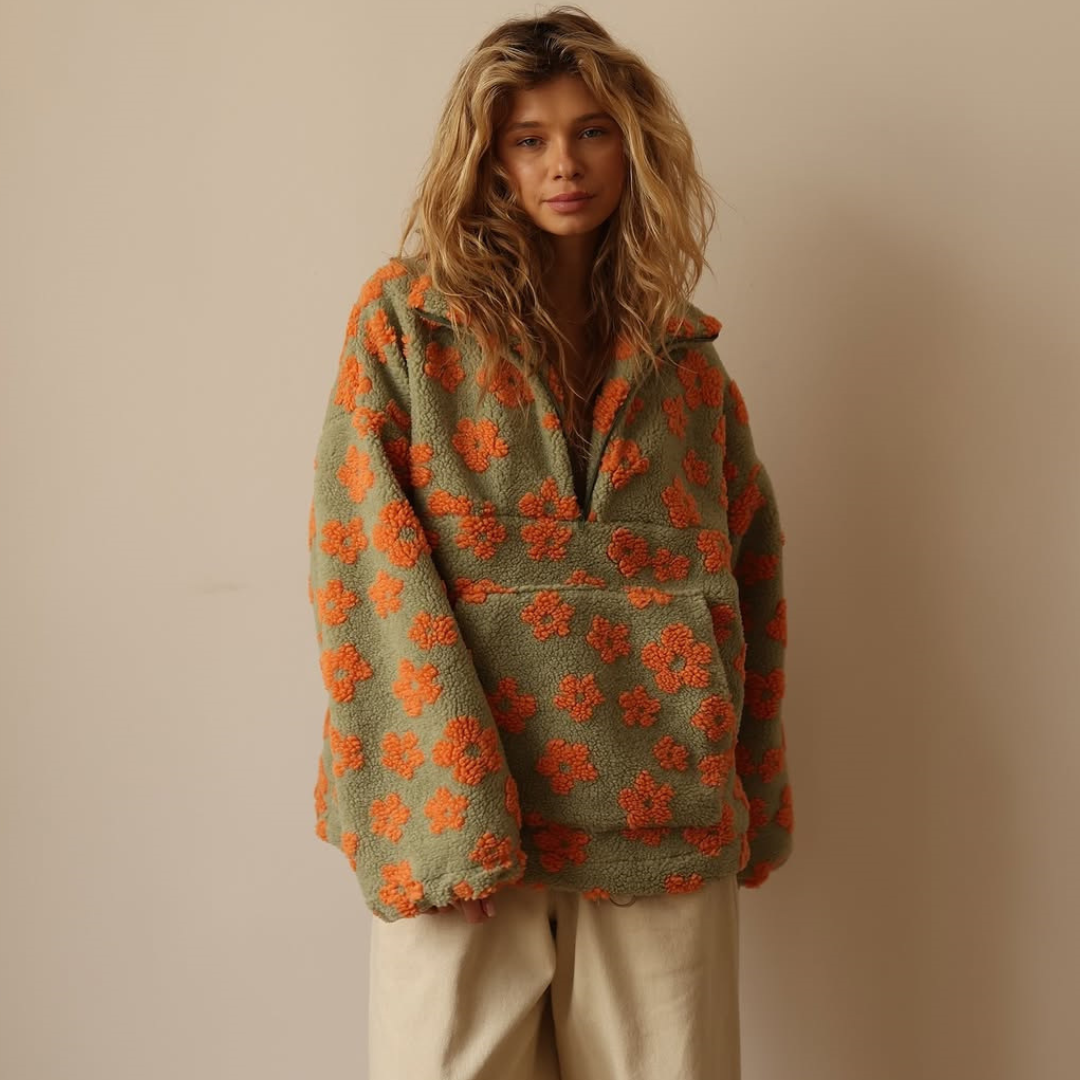Maglione Floreale Donna in Pile – Calore, Morbidezza e Stile Casual – Giulia