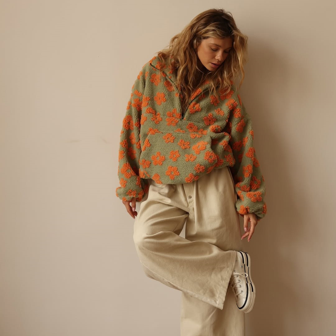 Maglione Floreale Donna in Pile – Calore, Morbidezza e Stile Casual – Giulia