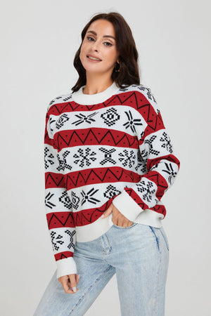 Maglione Natale Donna Oversize con Motivo Jacquard – Calore e Stile delle Feste – Natalia