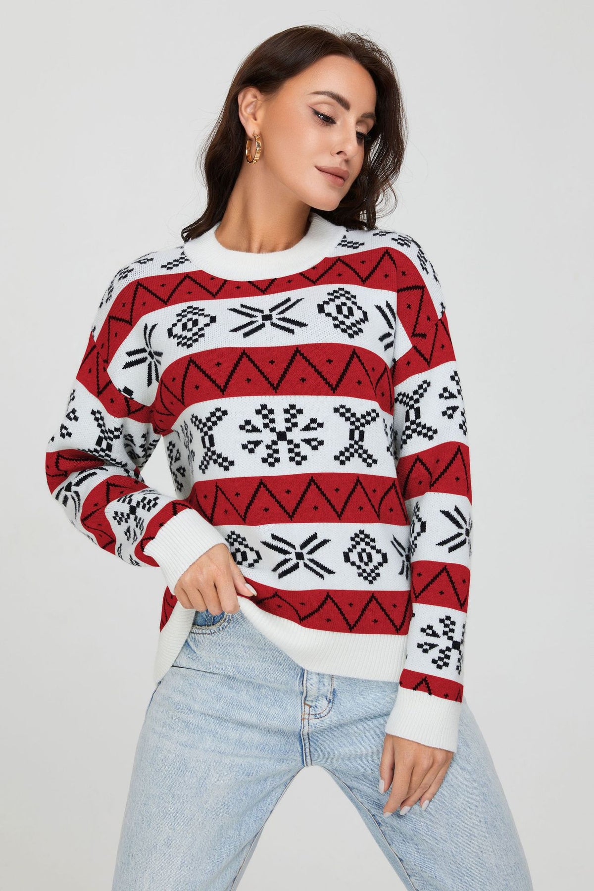 Maglione Natale Donna Oversize con Motivo Jacquard – Calore e Stile delle Feste – Natalia