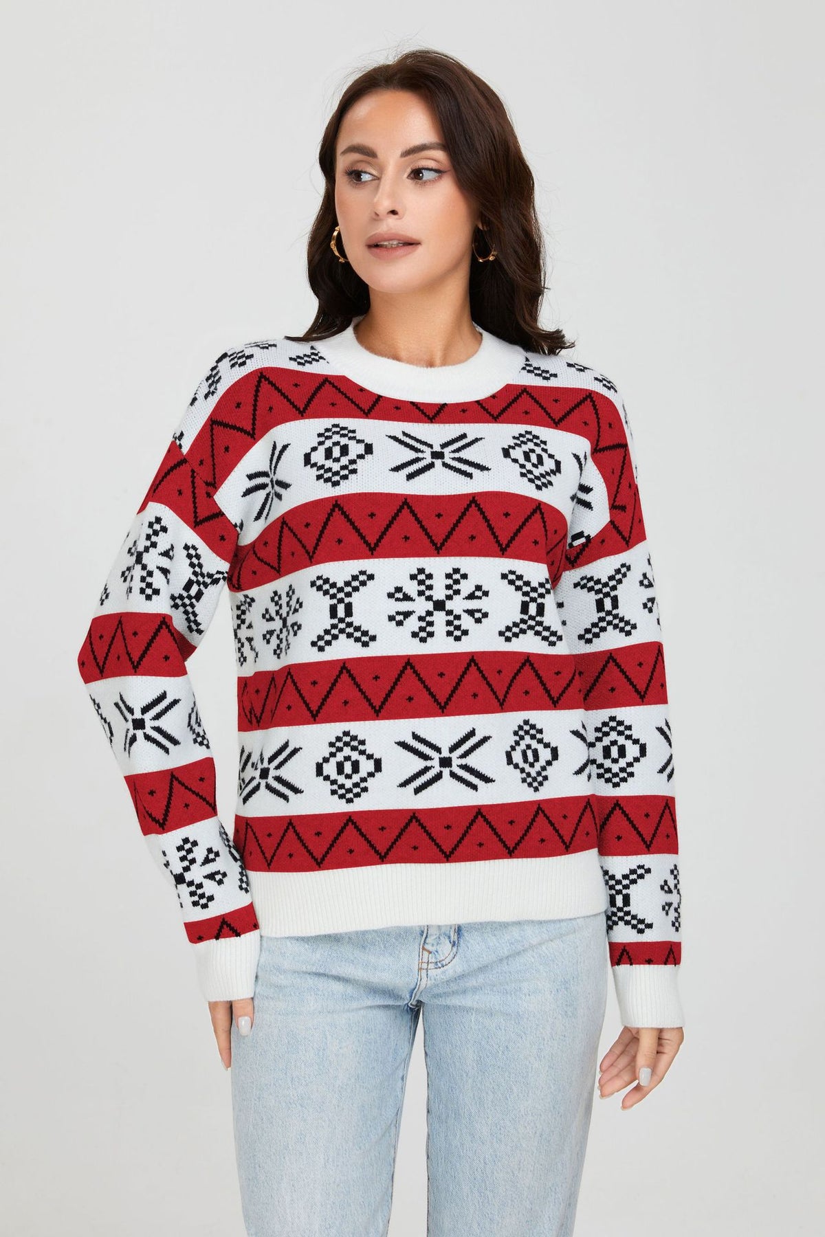 Maglione Natale Donna Oversize con Motivo Jacquard – Calore e Stile delle Feste – Natalia