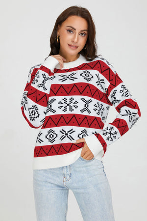 Maglione Natale Donna Oversize con Motivo Jacquard – Calore e Stile delle Feste – Natalia