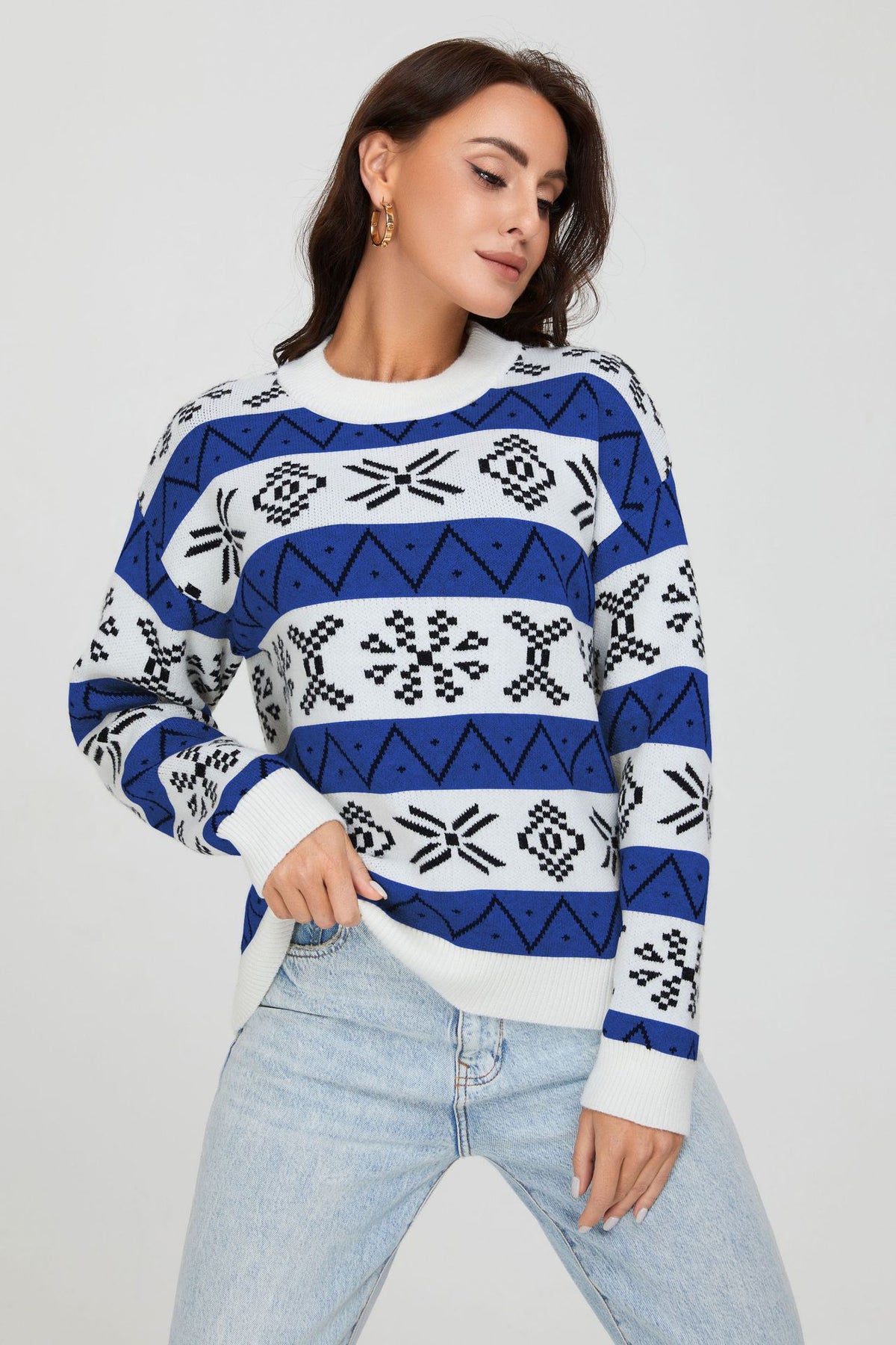 Maglione Natale Donna Oversize con Motivo Jacquard – Calore e Stile delle Feste – Natalia