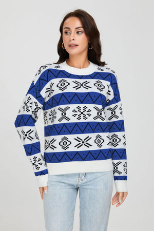 Maglione Natale Donna Oversize con Motivo Jacquard – Calore e Stile delle Feste – Natalia