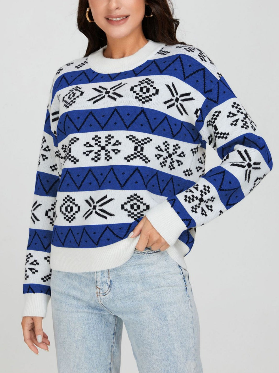 Maglione Natale Donna Oversize con Motivo Jacquard – Calore e Stile delle Feste – Natalia