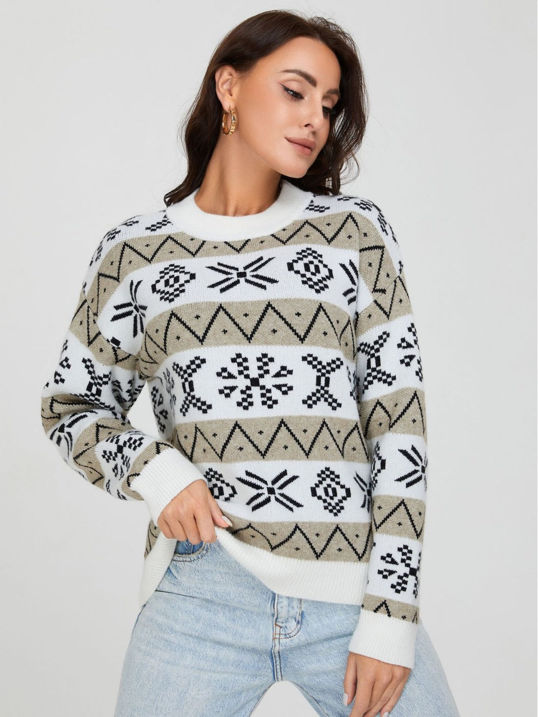 Maglione Natale Donna Oversize con Motivo Jacquard – Calore e Stile delle Feste – Natalia
