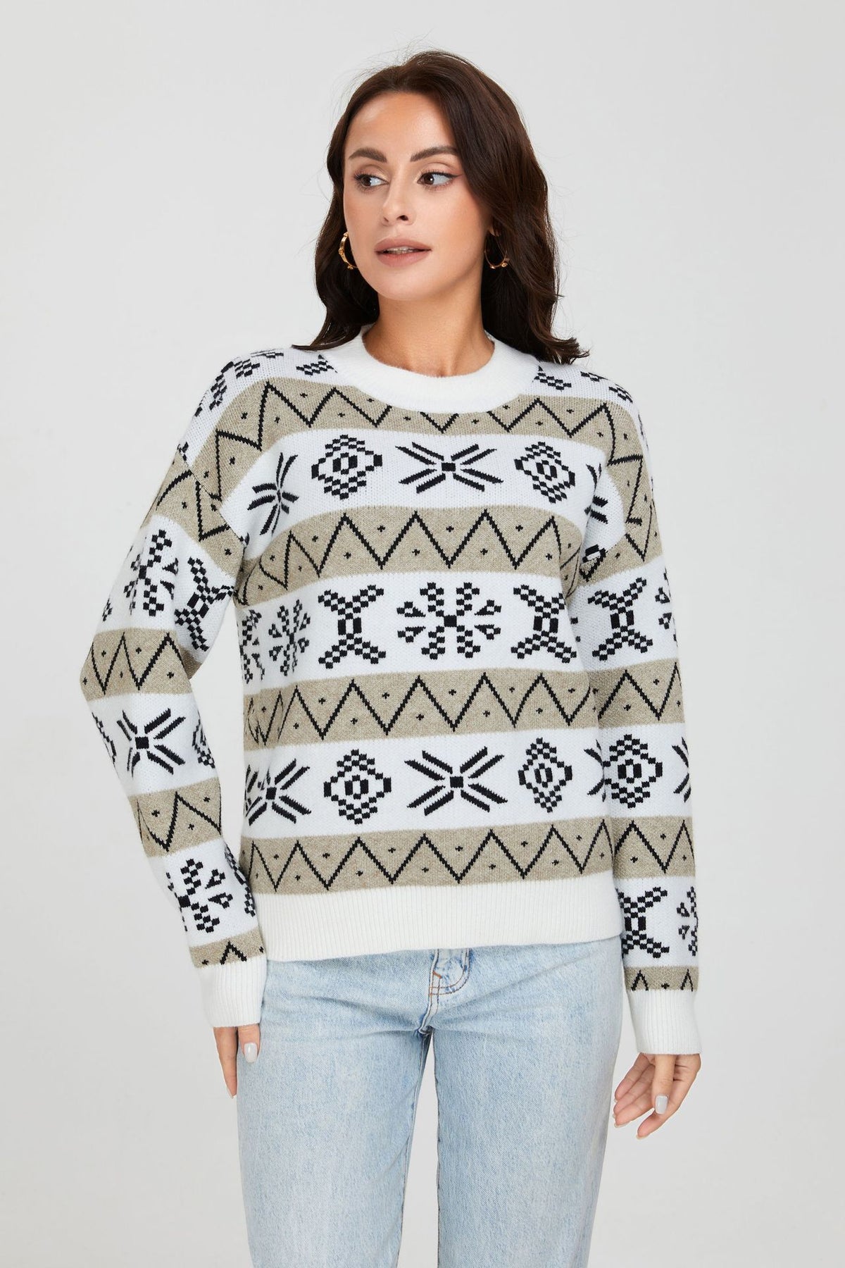 Maglione Natale Donna Oversize con Motivo Jacquard – Calore e Stile delle Feste – Natalia