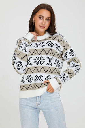 Maglione Natale Donna Oversize con Motivo Jacquard – Calore e Stile delle Feste – Natalia