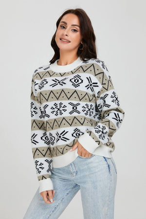 Maglione Natale Donna Oversize con Motivo Jacquard – Calore e Stile delle Feste – Natalia